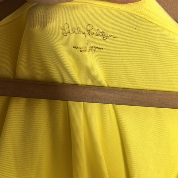 LILLY PULITZER Calla Yellow Square Neck Ruffle Sleeve Short Sleeve T Shirt - Picture 8 of 11